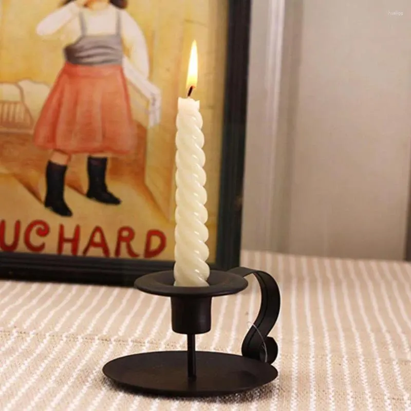 Posiadacze świec kutego żelaza retro candelabrum stożka stożkowa świecznik dekoracja kuchni domowy przy świecach stojak na kolację e2q7