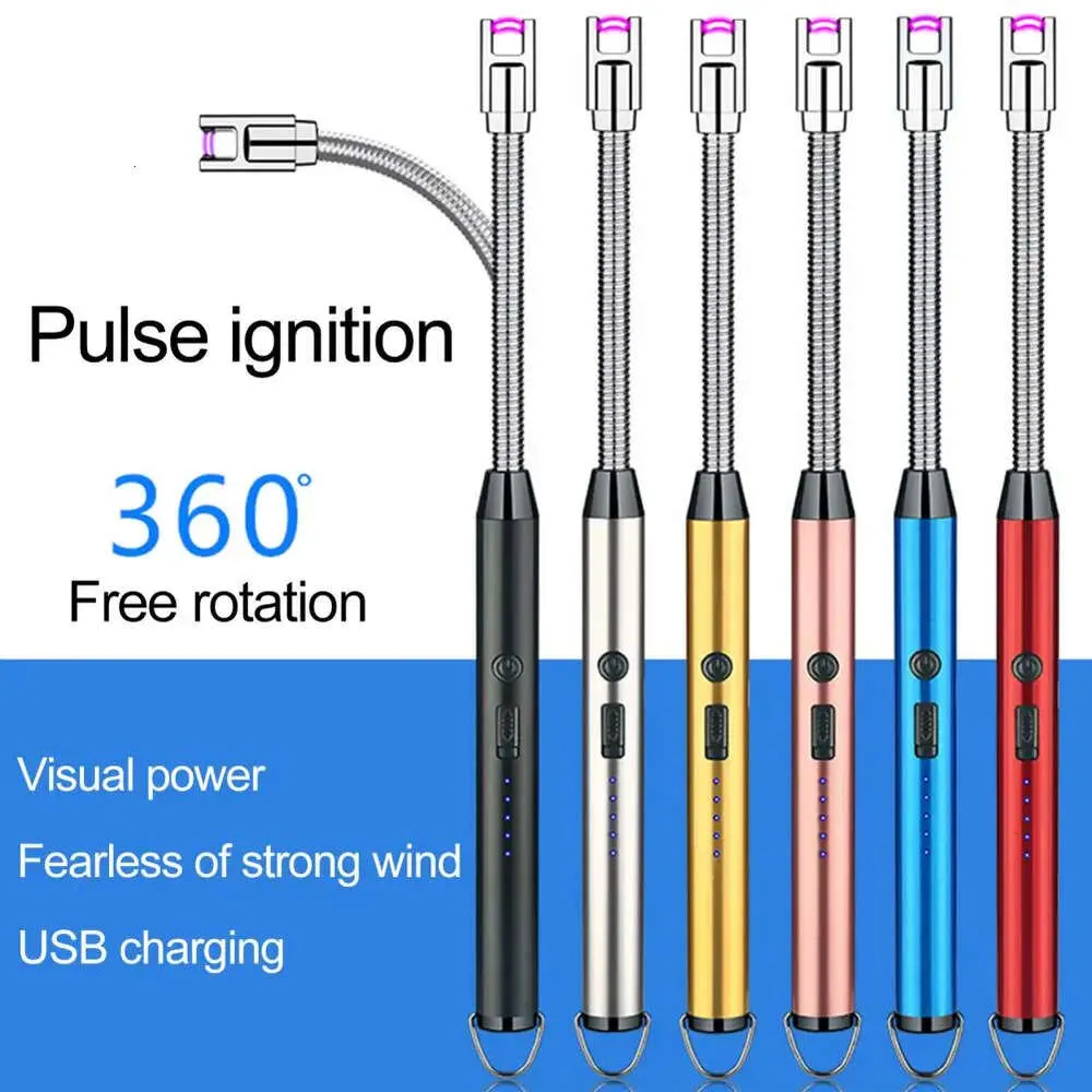 Electric Tändare USB laddning Pulse Lighter 360 graders rotation BBQ Tändare laddningsbar plasma Kökljus Tillbehör