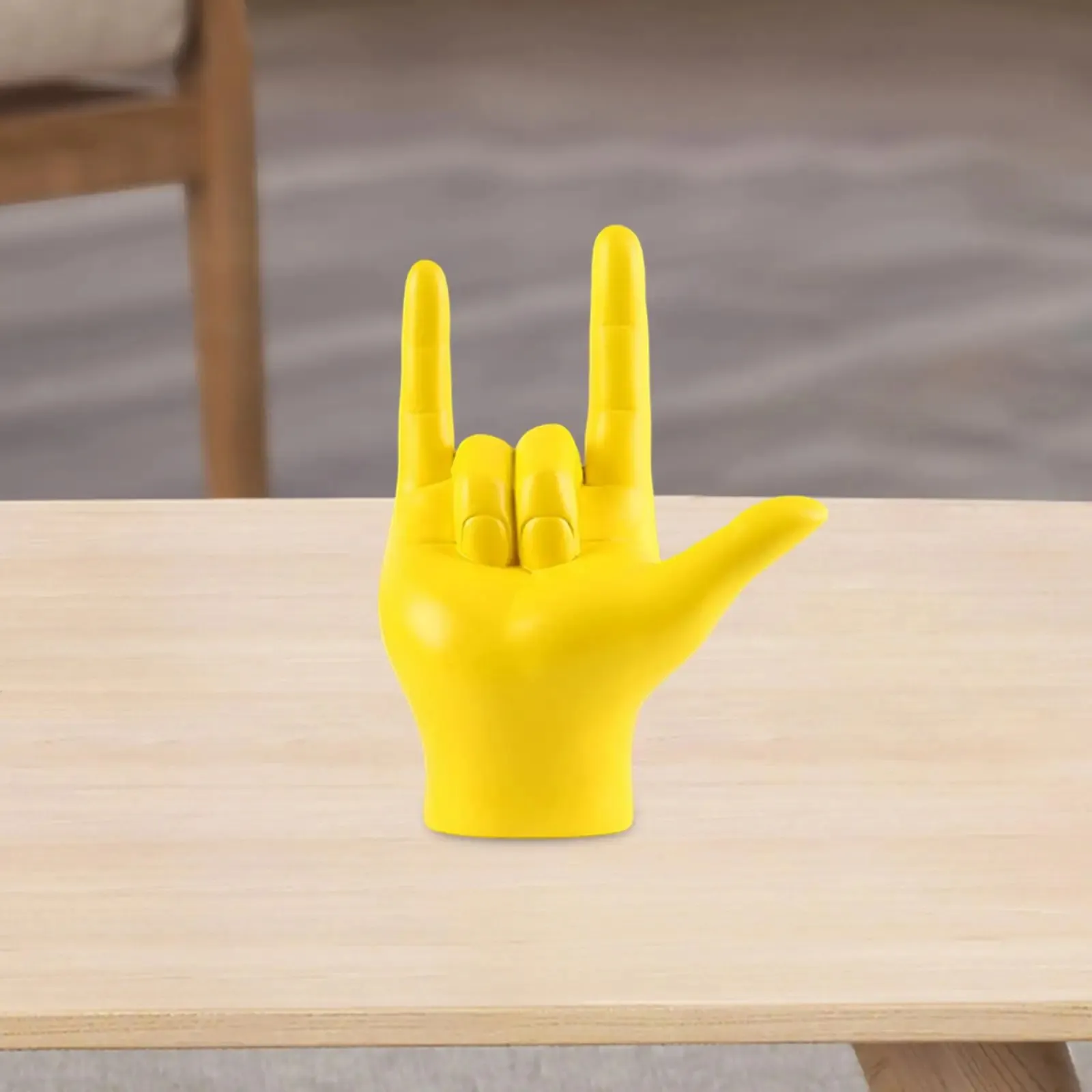 Love You Finger Gesture Statue Figurine Rock On Hand Sculpture Music Gesture Figure for Bedroom Desktop Home Decoration