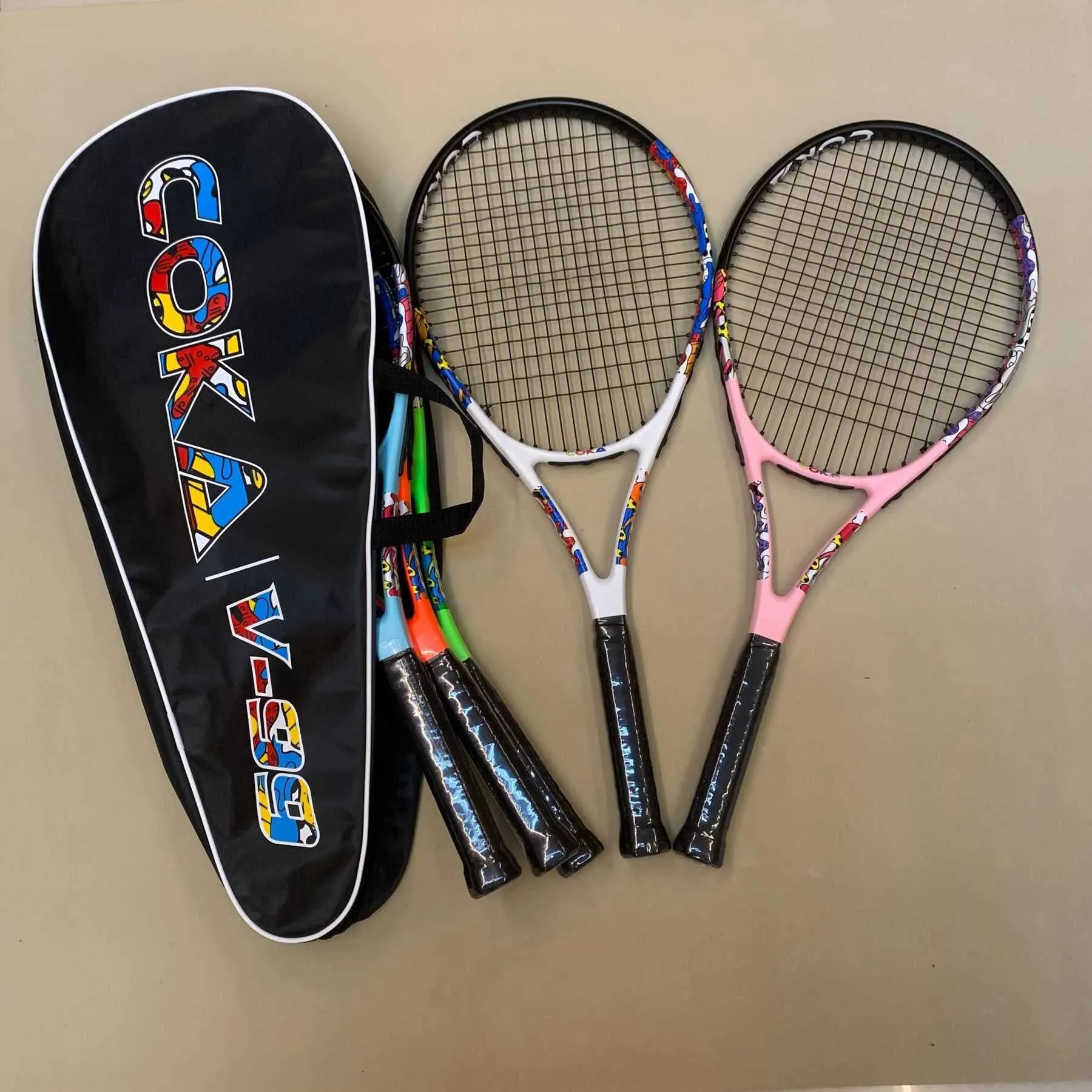 Tennis Rackets Aluminum carbon one-piece tennis racket Racket set with large bag single adult tennis racket Q240423