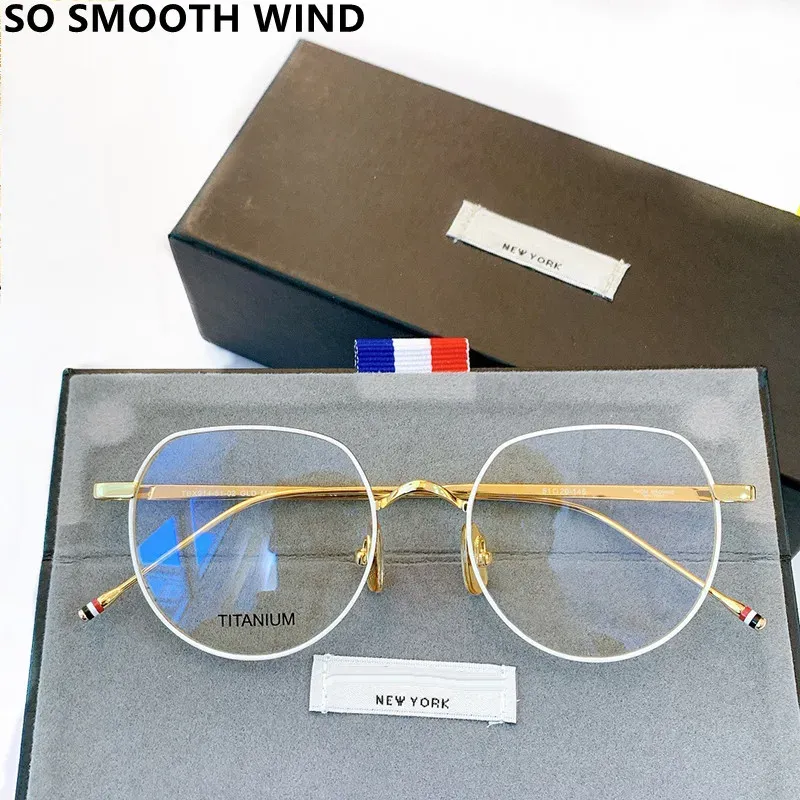 Linser Thom Brand Titanium Round Optical Eyeglasses Män kvinnor TBX914 Glasögon Frame Myopia Recept Läs Eyewear TBX812TBS126