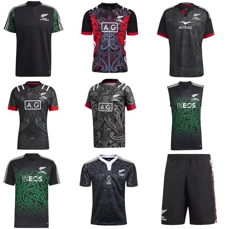 Rugby 2022 New Zealand Maori All Blacks Home and Away Rugby Tshirt Short Sleeve Training Jersey All Black Jerseys Size Smlxl5xl