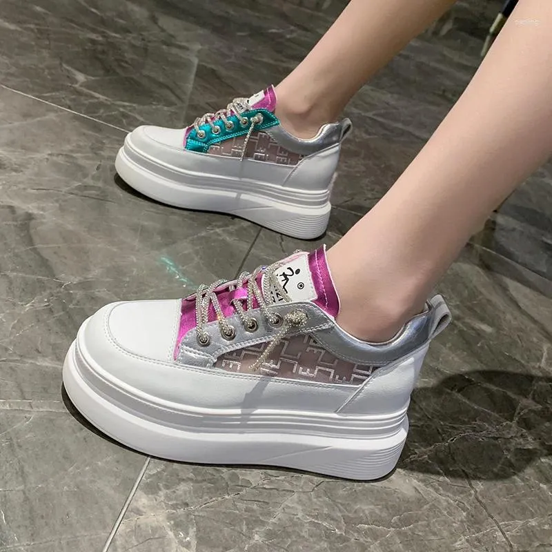 Scarpe casual in maglia traspirabile femminile 2024 estate torta di spugna spessa fondo integrale integrale