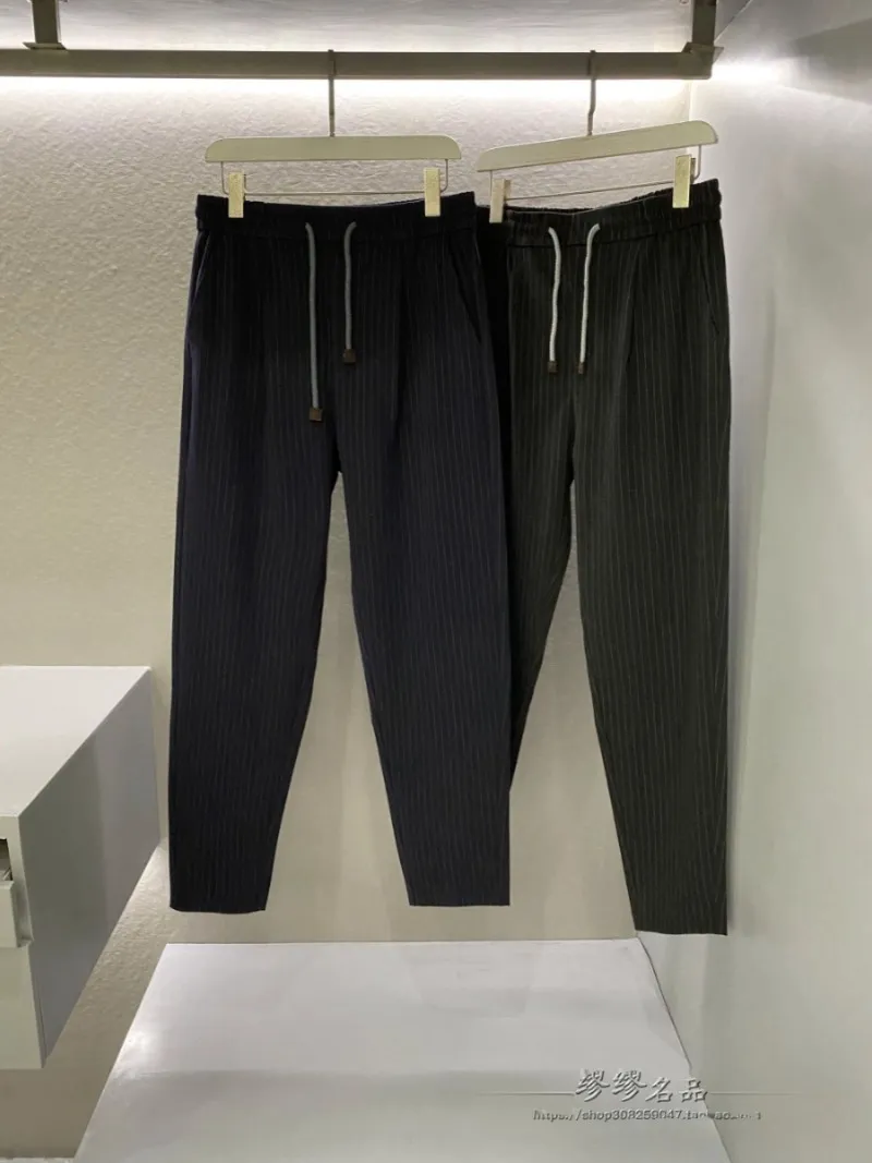 Mensbyxor Höst och vinter lös randig Brunello Casual Pants Cucinelli Business Trousers