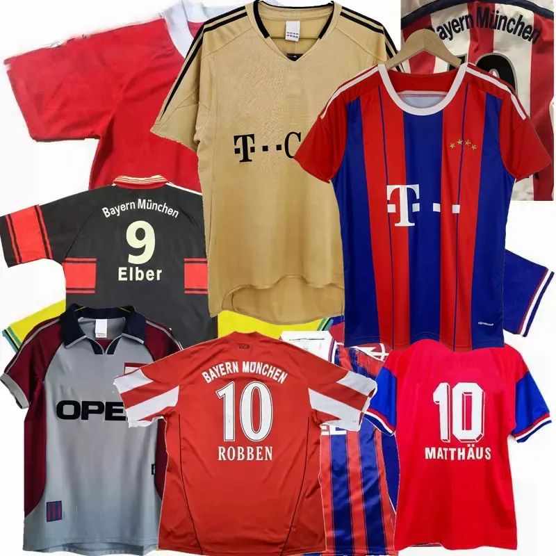 Retro Classic Bayern Soccer Jerseys 1991 93 95 96 97 98 99 2000 01 02 04 05 2010 11 13 14 15 Robben Lahm Kahm Kahm Ballack Scholl Matthaus Klinsmann Klinch München voetbalshirt