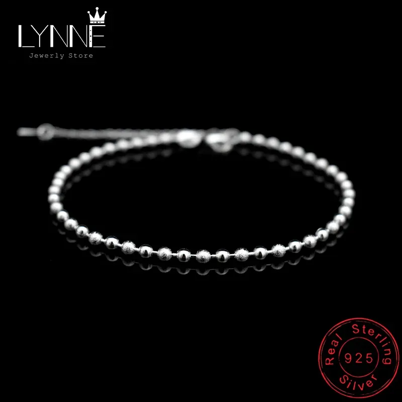 Strands Nuovo classico Simple Small Round Ball Bead Cavigliere della catena del piede per 925 Sterling Silver Ladies Bracciale Cavigliere Bracciale Women Jewelry