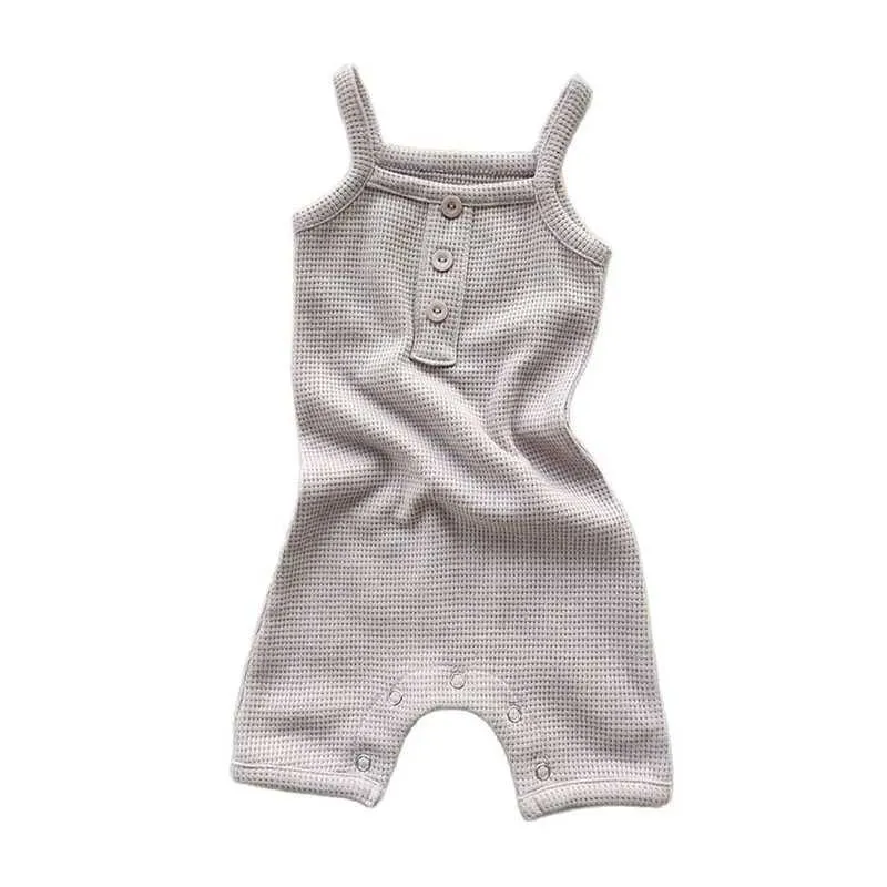 Rompers Summer New Baby Romper 0-12m Toddler Cotton Bodysuits Nyfödda solida One Pieces Spädbarnskläder Nyfödda kläder H240423