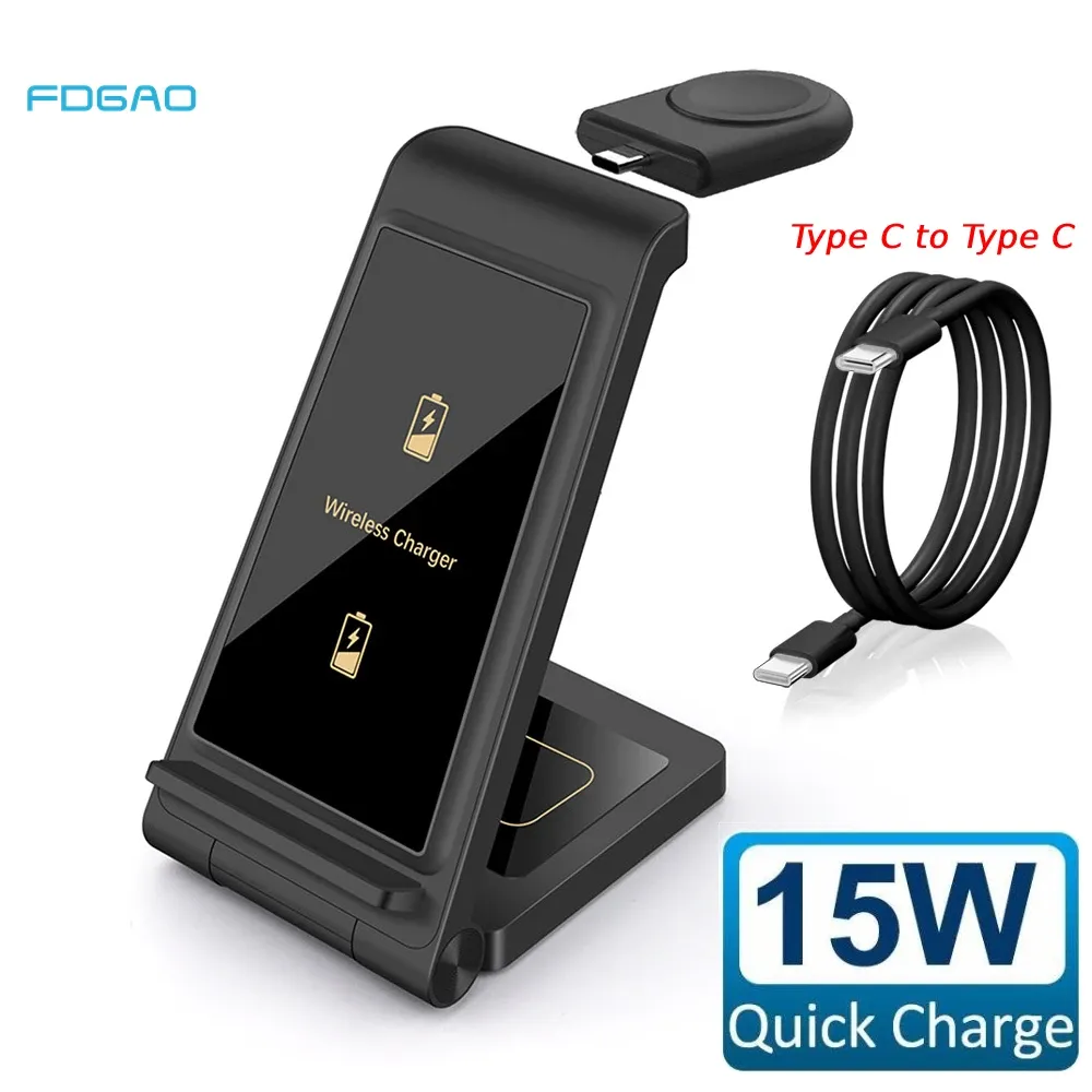 充電器15w 3 in 1 iPhoneの高速ワイヤレス充電器14 13 12 11 Pro Max Wireless Charging Dock Stand for Apple Watch 7 SE Airpods Pro