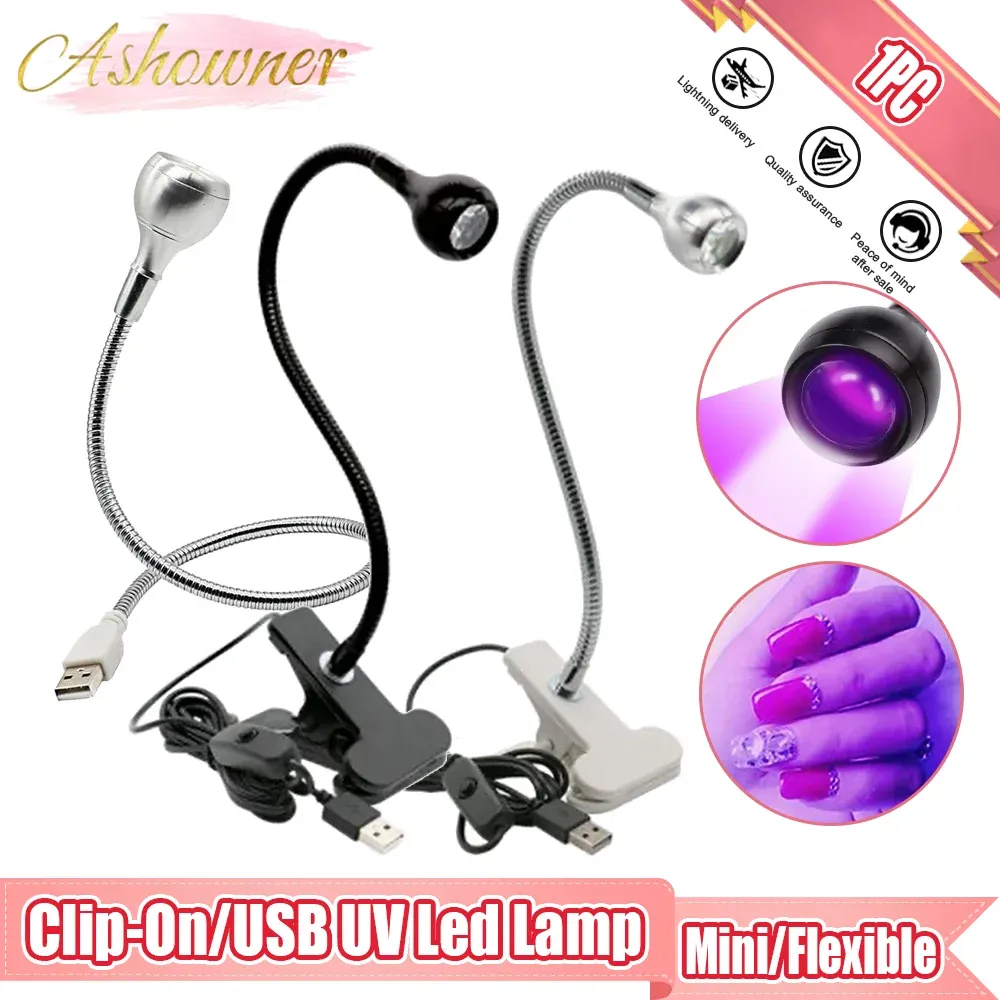 Kits Led Curing Ultraviolet Lights Mini Flexible Clipon Desk Lamp Uv Gel Curing Light Nail Dryer Usb Diy Nail Art Medical Tools