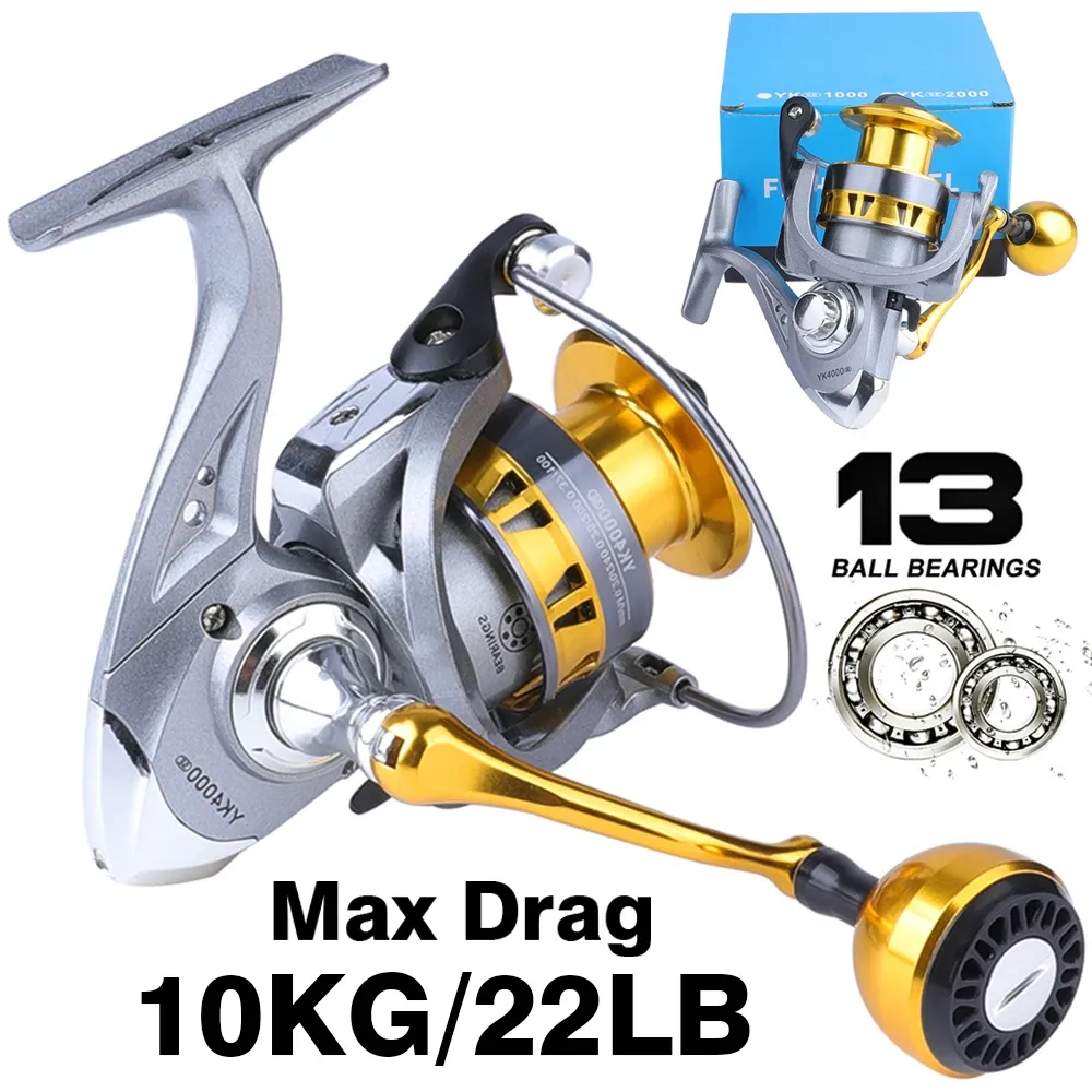 Accessoires Ressentiel de la résistance à l'eau Reel 13BB 5,2: 1 Rapport de vitesse CNC Spool Drag max 10 kg bobine de pêche avec la main droite gauche interchangeable