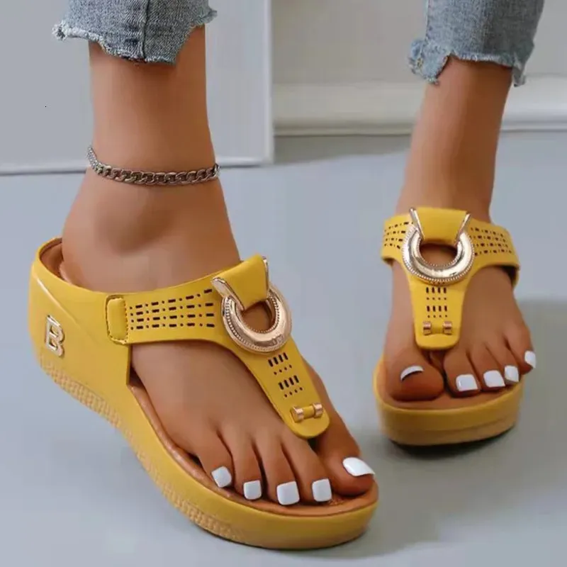 Women Summer Sandals Open Toe Beach Shoes Flip Flops Wedges Comfortable Slippers Cute Zapatillas Casa Mujer 240417