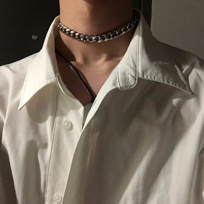 Halsband halsband smycken inte blekna choker hiphop punk klistermärken hals halsmetall tjocka män och kvinnor trendiga klavikelkedja