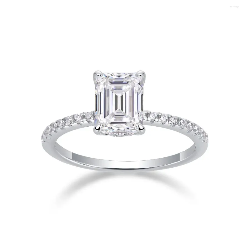 Cluster Anneaux Na Fine Jewelry INS 925 Engagement en argent sterling Promesse de mariage Emerald Cut 1.5ct VVS Moisanite Ring pour les femmes