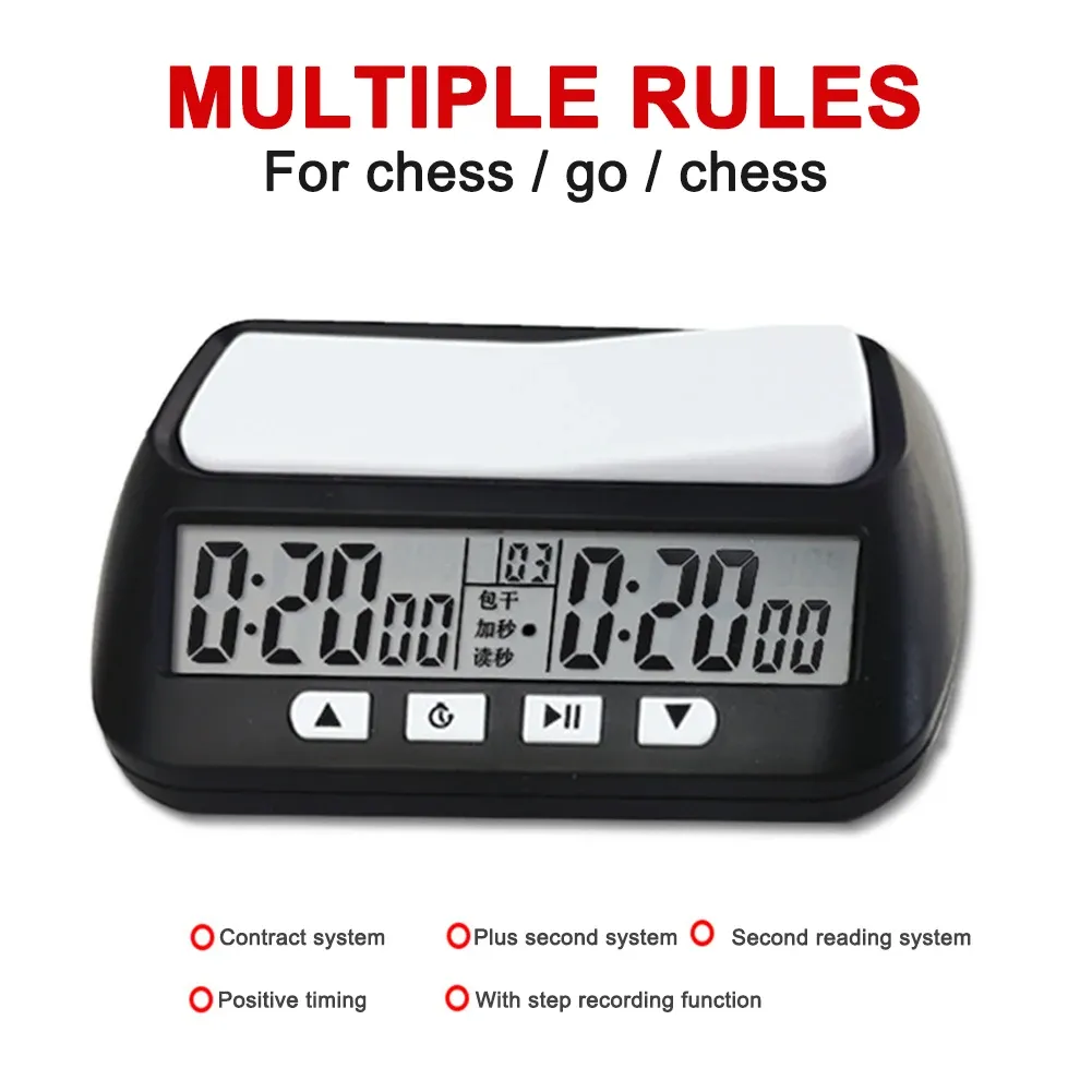 Klockor Professionell schackklocka räknas ner Competition Hour Meter Portable Chess Clock Timer Table Games for International Chess