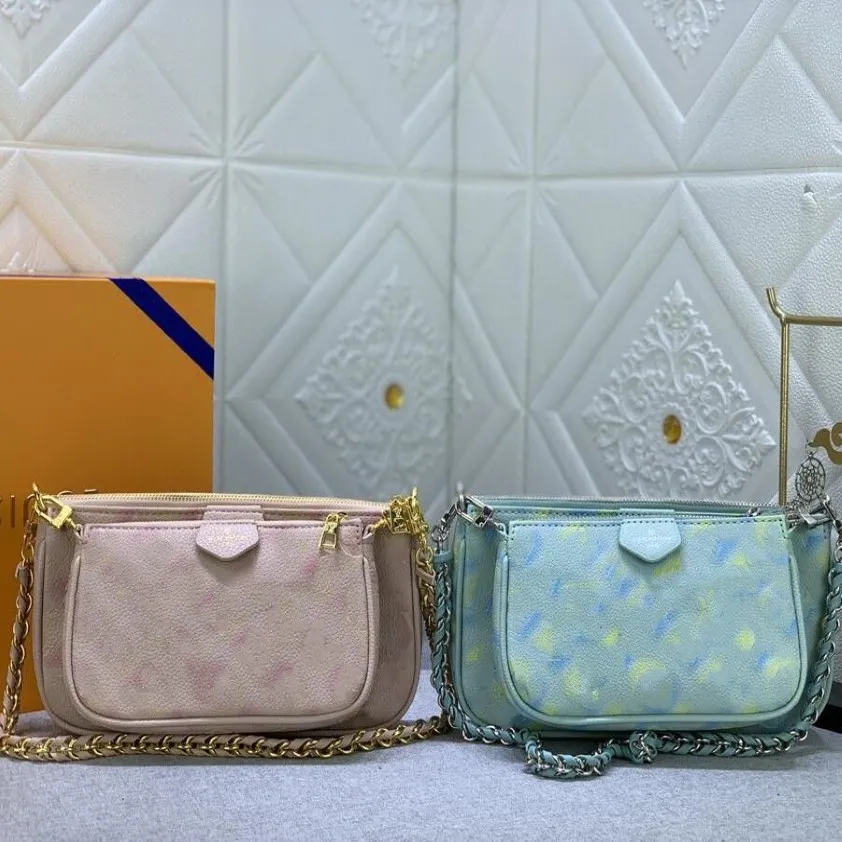 Designerinnen Frauen Crossbody Bag Favorit Mini Pochette 3pcs Accessoires Umhängetaschen Modehandtaschen Multi -Top -Qualität echtes Leat188v