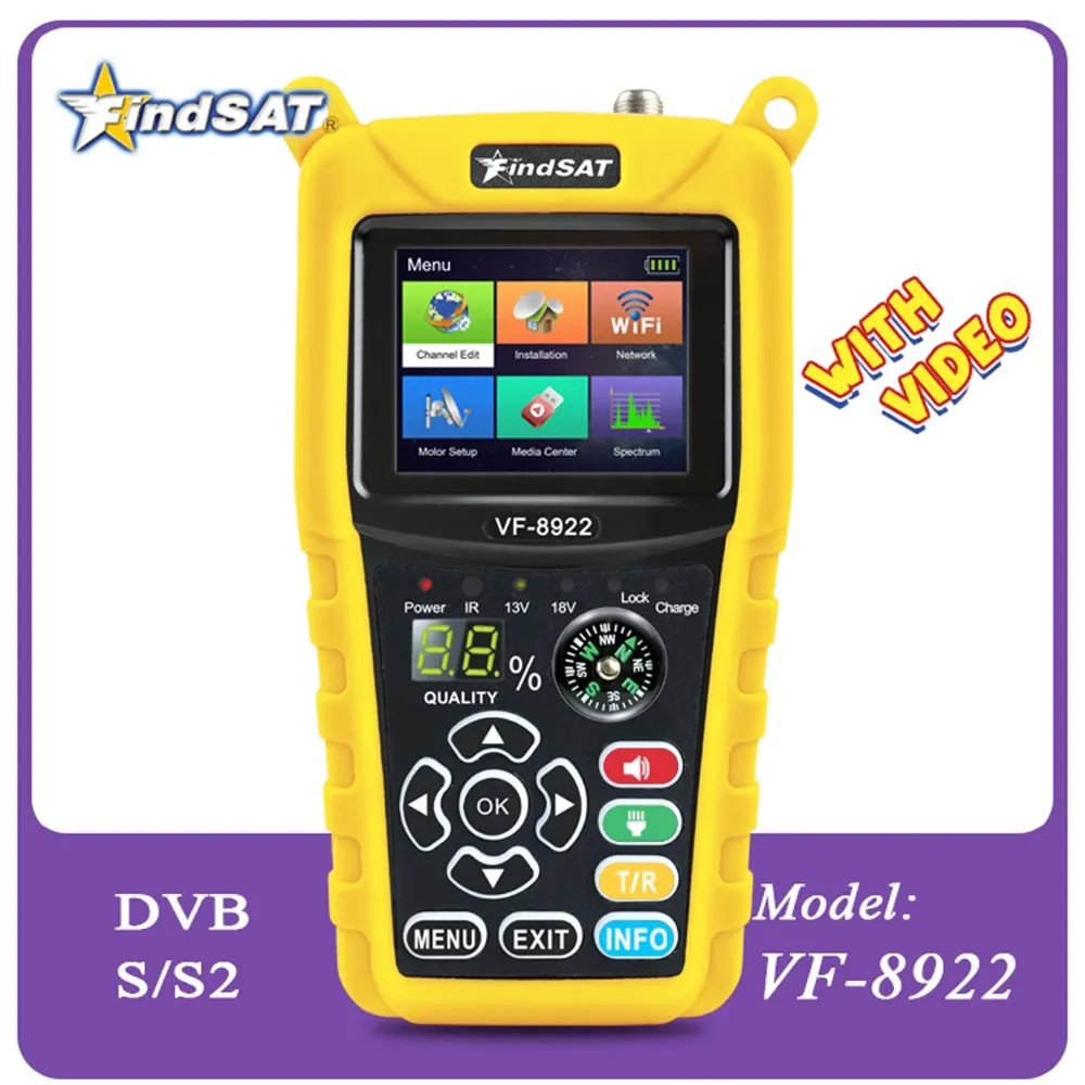 Finder VF8922 Satellite Finder Support DVBS/DVBS2 MPEG2/MPEG4 Compliant 2.4TFT Color LCD Screen Support Play TV Receiver VS VF6800P