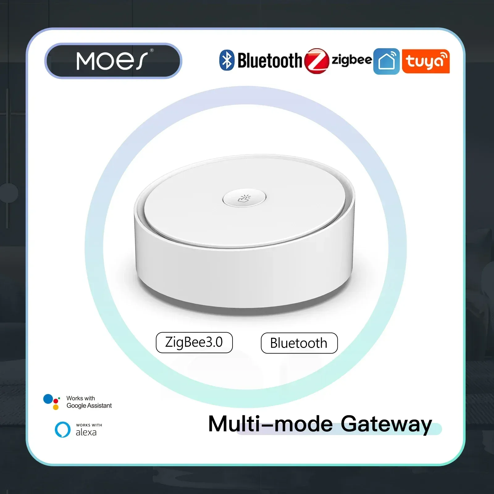 Управление MOES Multimode Smart Gateway Zigbee Bluetooth Mesh Hub Работайте с голосовым управлением Tuya Smart App через Alexa Google Home