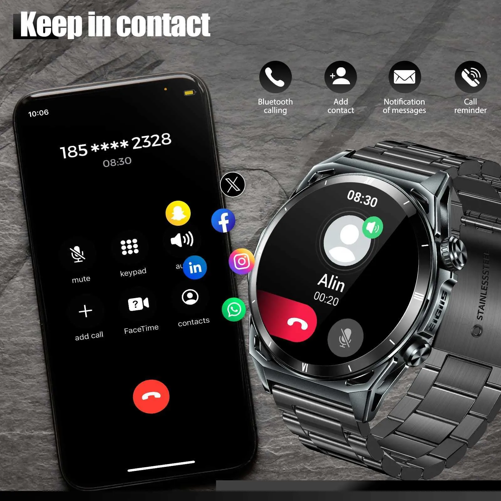 EIGIS KE6 5g Smart Watch For Men 1.43 Inch AMOLED Display Bluetooth Call Health Monitor IP68 Waterproof Black Sports Watch From Bosnia 25.44 DHgate.Com