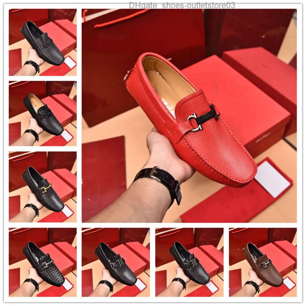 New Business Dress Leather Shoes British Low cut High end Casual Leather Shoes with Metal Buckle and Leather Pedal Feragamo size 38-46 NKC9 E6DW