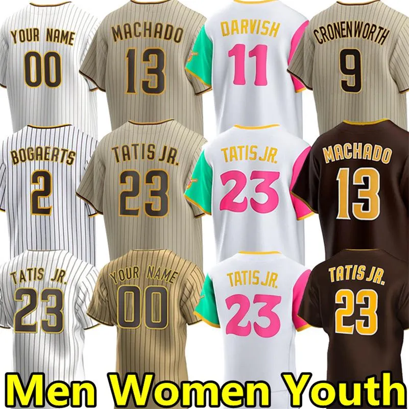 2024 Custom Baseball Jerseys for Men Women Youth Xander Bogaerts , Fernando Tatis Jr. , Padres , Manny Machado , Yu Darvish , Ha Seong Kim , Joe Musgrove , Jake Cronenworth jersey