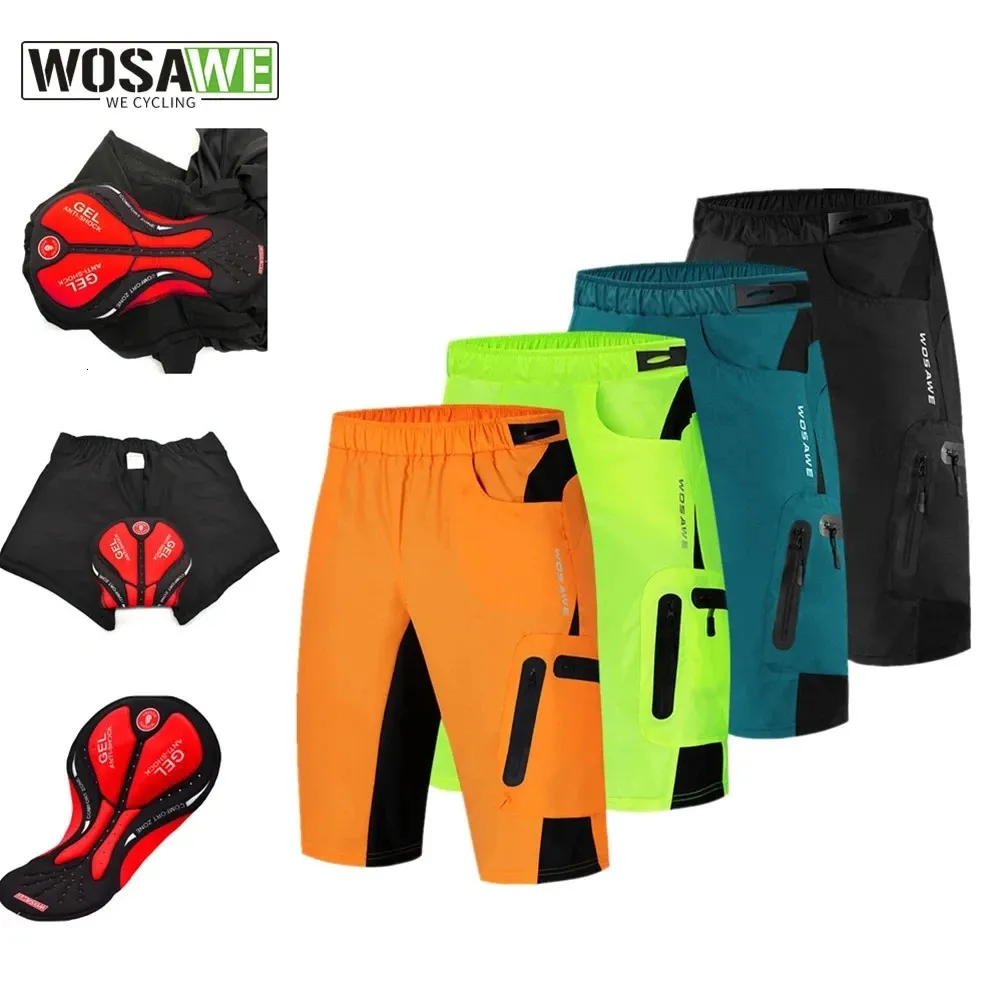 Wosawe Mens Downhill Shorts cyclistes shorts avec des sous-vêtements rembourrés non amovibles Shorts de vélo en ligne des courts