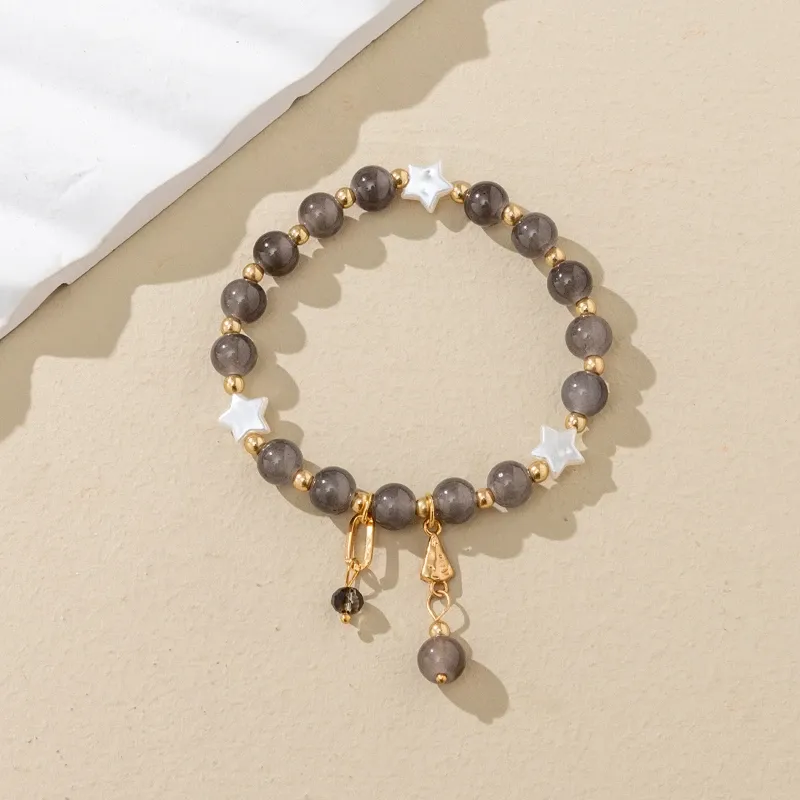 Brins Kirykle Crystal Star Pentagram Pearl Breded Bracelet pour femmes Bracelet de chaîne de charme esthétique vintage cadeau de bijoux