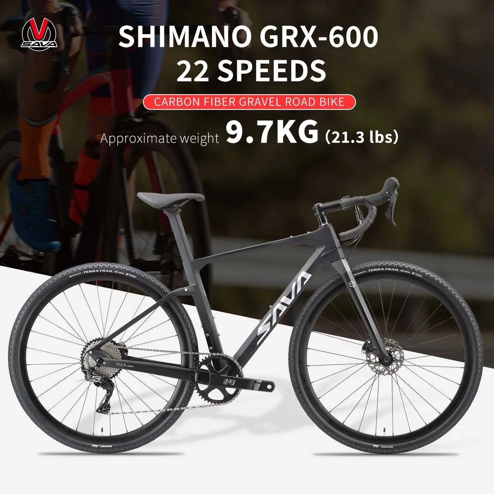 자전거 Sava Carbon Fiber Gravel Road Bike with GRX 600 22SPEED 유압 디스크 브레이크 T800 탄소 섬유 프레임 사이클로 크로스 자전거 자전거 자전거 자전거 Y240423