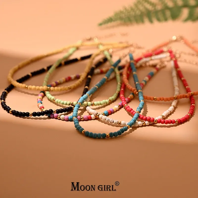 Collane da 4mm pietra bohémien girocollo di moda perle colorate perle hearte ocular orso cravatta a ciondolo per le donne accessori per gioielli