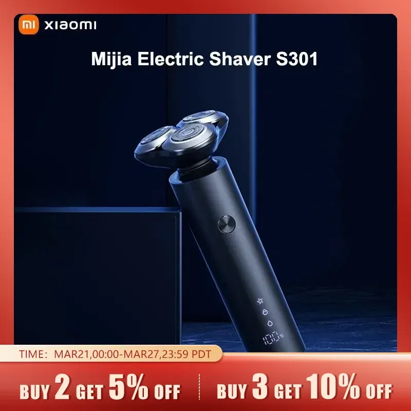 Shavers Xiaomi Mijia Men's Electric Shaver S301 Barbe Trimmer Machine Rasage Portable Razor IPX7 Trimer lavable Trimer en céramique