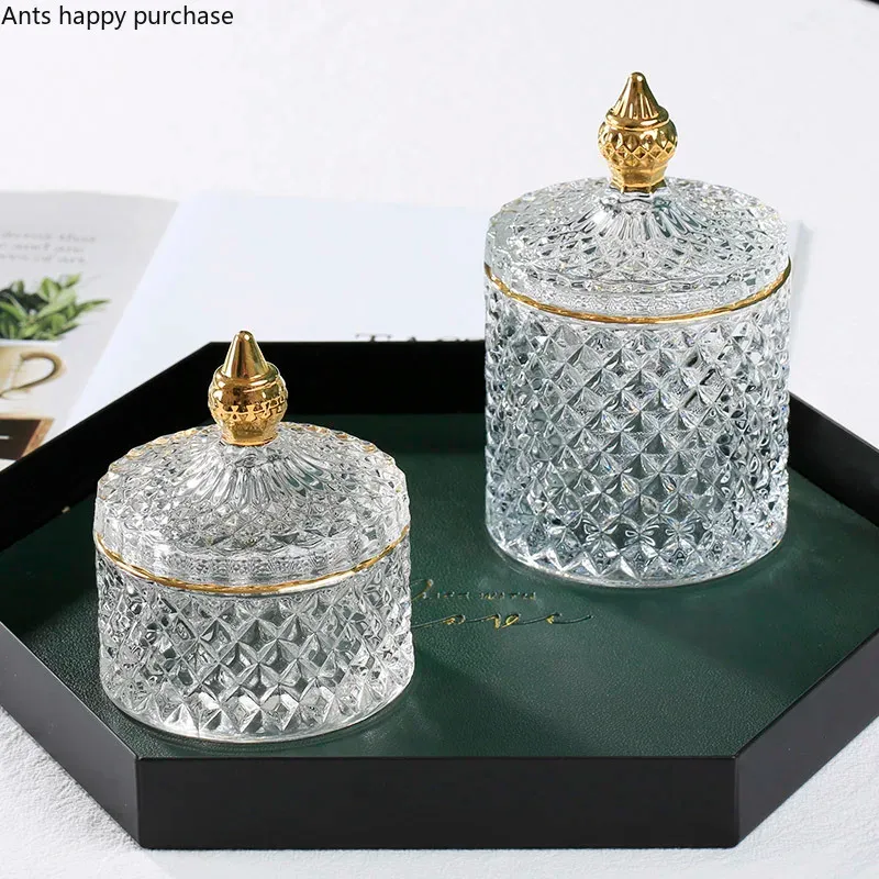 Pocs Potter en verre transparent avec couvercle Boîte de bijoux de réserve de rangement