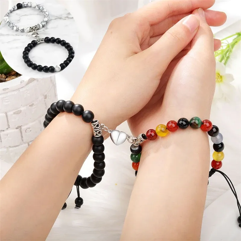 Strands Hot Sale 2pcs/Set Beads Bracelet для любовников натуральный камень