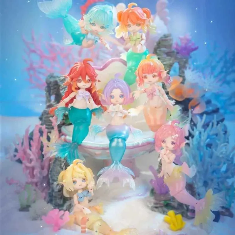 Blind Box 1/12 MOVERABLE BJD Blind Box Mermaid Chu Series Anime Figures Mystiska barn Toy Gift Surprise Guess Bag Garage Kit Mode Y240422