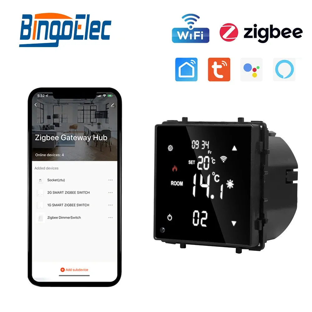 Управление Wi -Fi Zigbee Smart Thermostat Module Part Sens Ecrece Tuya Alexa Google App Электрический контроллер температуры нагрева