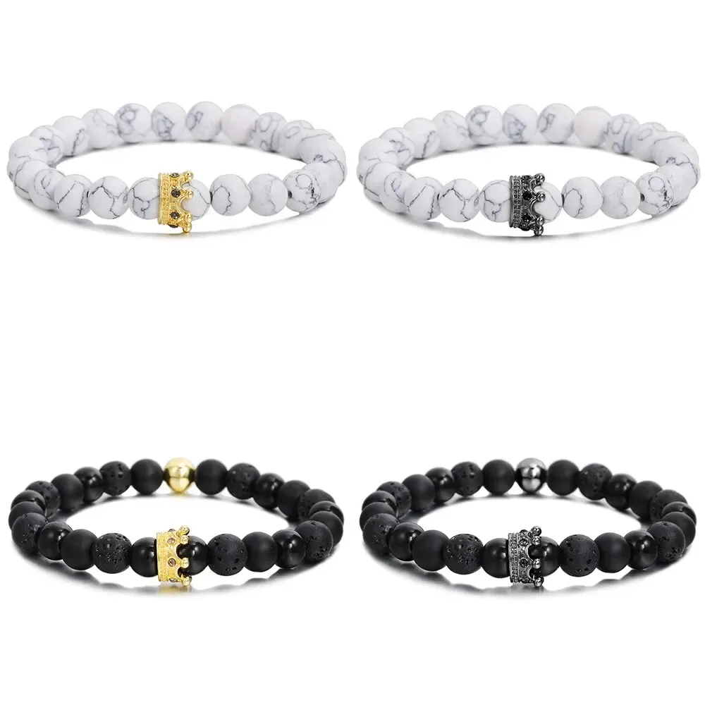 Strands 1pc Nuovo design Small Crown Black Stone Bracalet in rilievo per coppia Amici Elastic abbinata Bracciale Cucciolo Gioielli