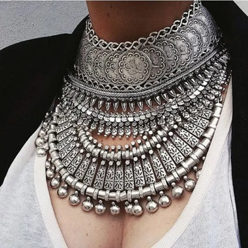 Colliers Ztech Collar Coin Collier Pendant Vintage Crystal Maxi Choker Déclaration Collier Femme Boho Big Fashion Femmes Bijoux Cadeaux