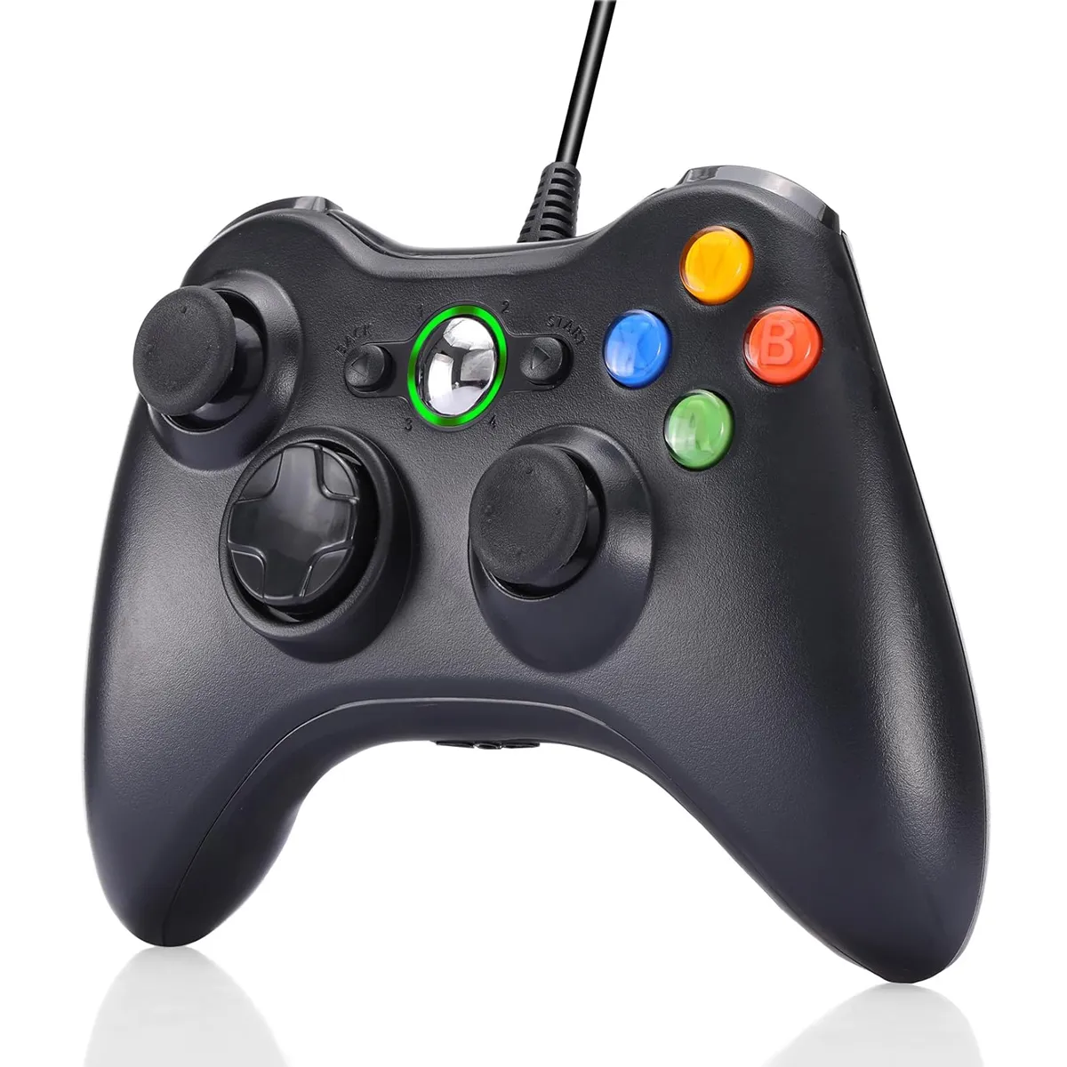 Xbox 360 용 Finera Wired Controller, 게임 컨트롤러 USB 유선 게임 패드 Microsoft Xbox 360/360 Slim/PC Windows Gaming Gaming Gaming Gaming Gaming Gaming Gaming Gaming Gaming Gaming Gaming Gamepad는 이중 진동