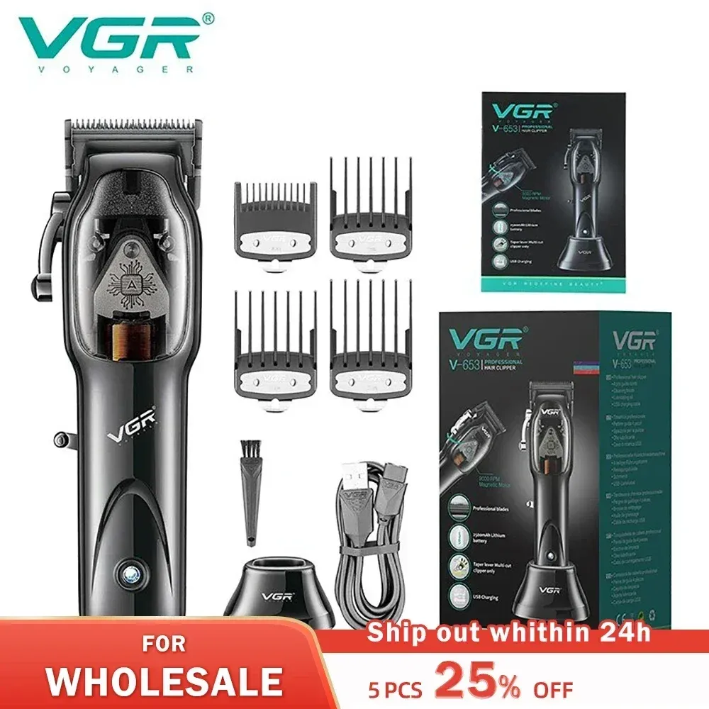 Trimmer vgr cabello clipper profesional máquina de corte de cabello inalámbrico recortador de cabello eléctrico barbero cortador de pelo para hombres v 653