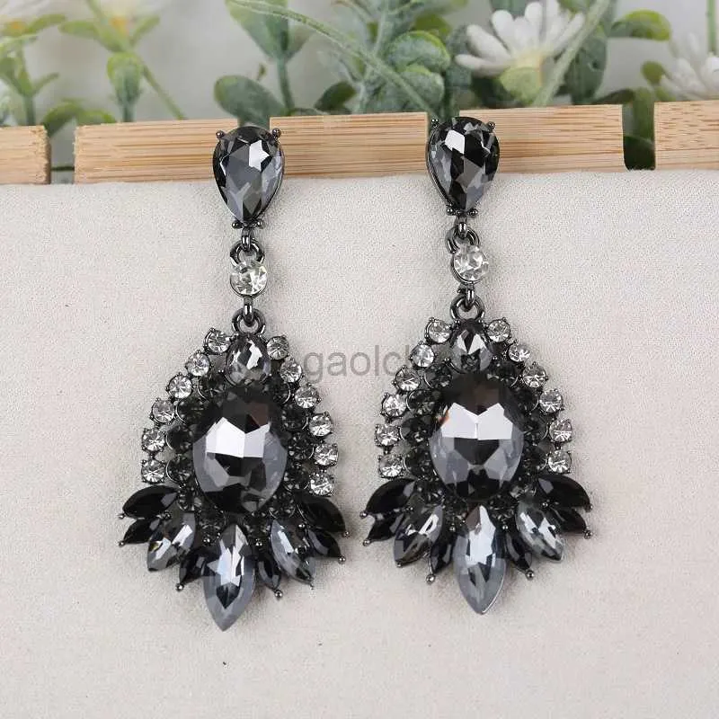 Chandelier de luxe de luxe bijoux gothique longue déclaration de gris noir de lustre en cristal en cristal rambin
