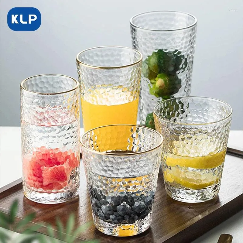 Verres à vin KLP 1 PCS Verre en cristal sans plomb avec jante en or et marteau pour le taureau de serrage à jus d'eau