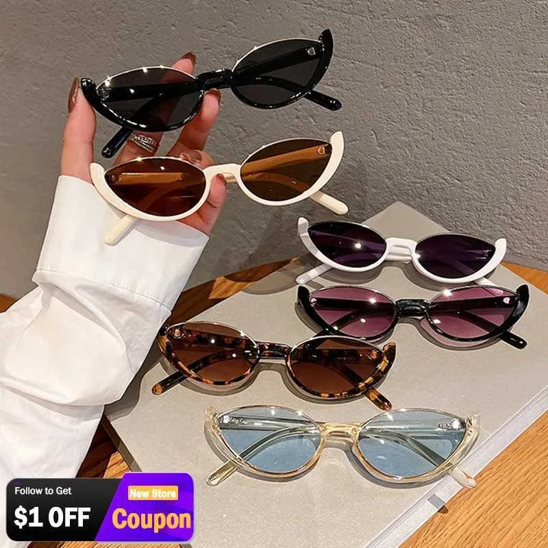 Óculos de sol Retro pequenos óculos de sol de meia moldura para femininos olhos gatos de gato trent retro moderno óculos moda de luxo de luxo designer de óculos de sol j240423