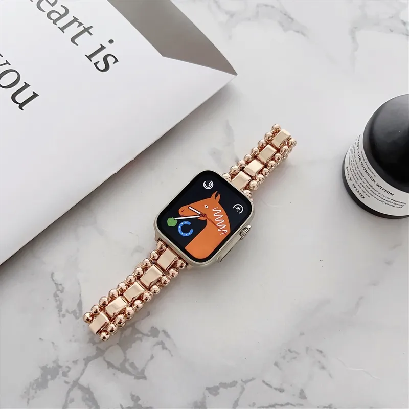 Metal Ball Rem för Apple Watch 8 Ultra 7 SE 6 5 4 3 Series Luxury Armband Iwatch Band 49mm 42mm 40mm 38mm Bytesbara armbandstillbehör