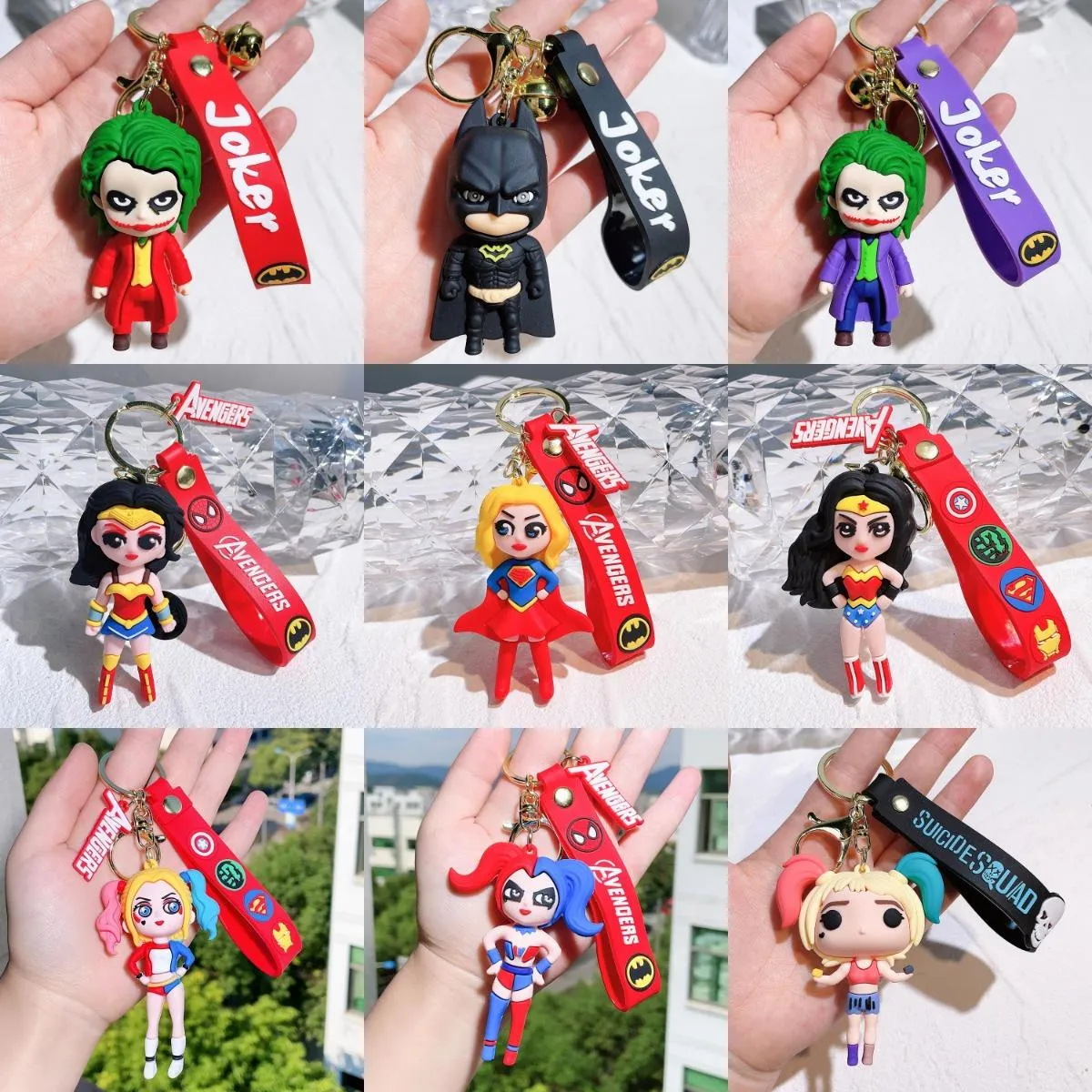 New cartoon personality hero keychain doll cute women's backpack small pendant car keychain ring