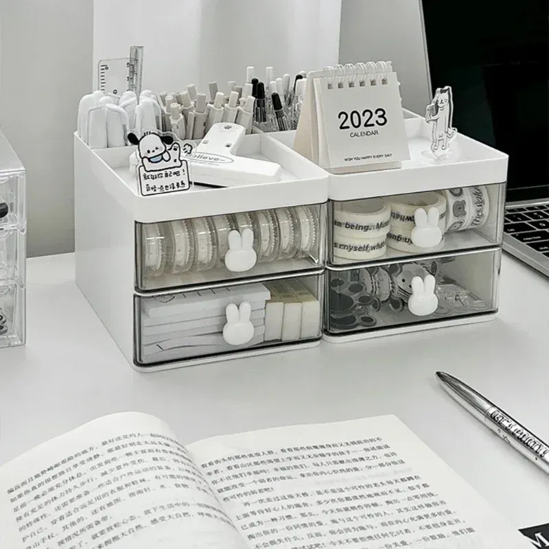 Bins Desktop Storage Box Organizer Drawer Typ Transparent Acrylic Desk Stationery Hand Account Storage Rack Desk Simple Pen Holder