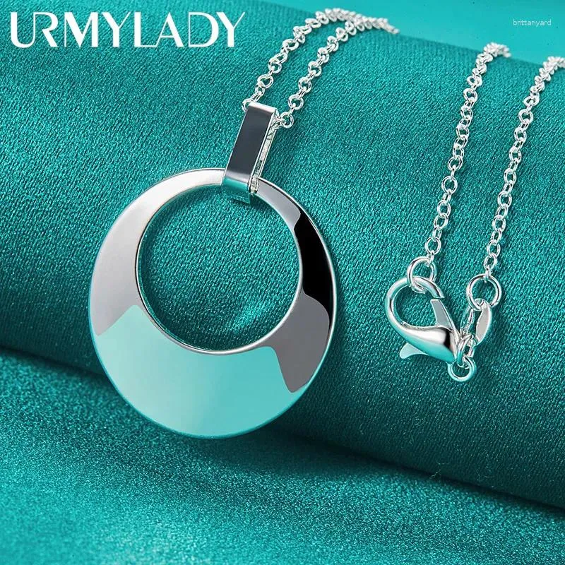 Подвески Urmylady 925 Серебряный серебряный серебряный раунд 16-30-дюймовый подвесной ожерелье для женщин свадебные подарки