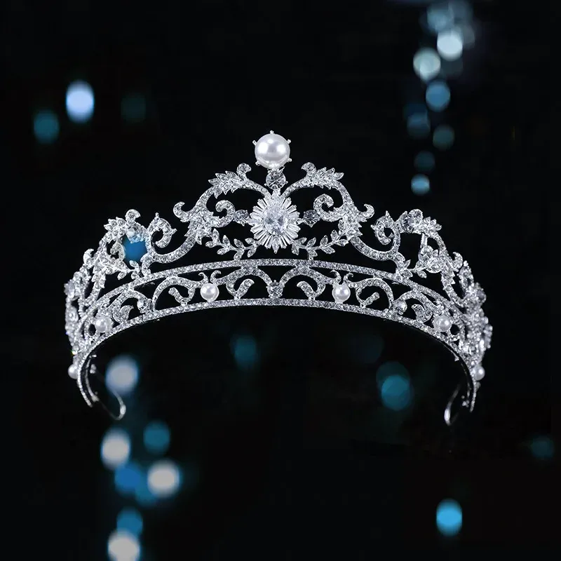 Schmuck koreanische Krone Prinzessin Haardekoration Zirkon Tiara Braut Hochzeit Haarschmuck