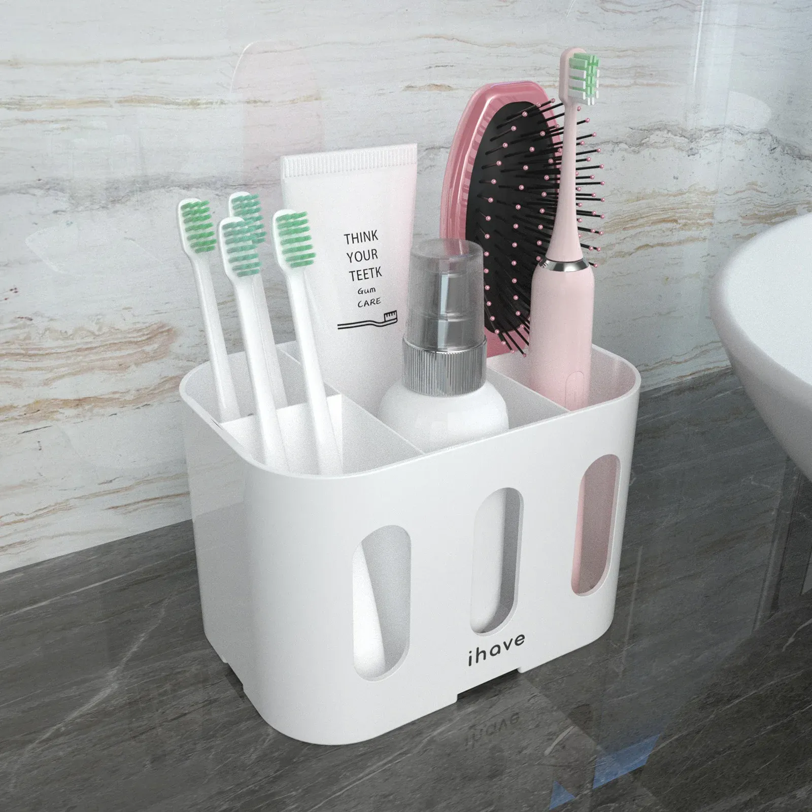 Heads Toothbrush Holders for Bathrooms , Tooth Brushing Holder Bathroom Organizer Countertop, Electric Tooth Brush Holder with 5 Slots