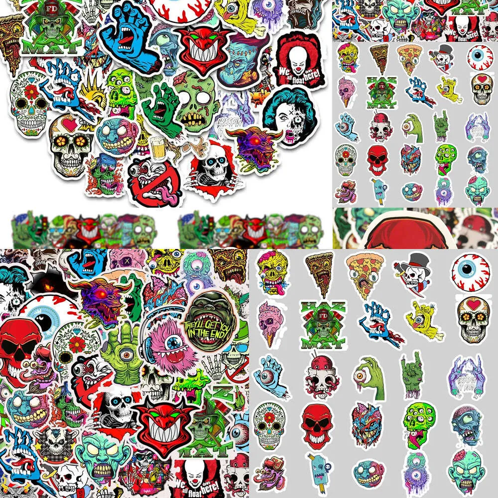 New New 50pcs Waterproof Laptop Skull Horrible Stickers Graffiti Patches Decals for Car Motorcycle Bicycle Lage Skateboard and Home Appliance