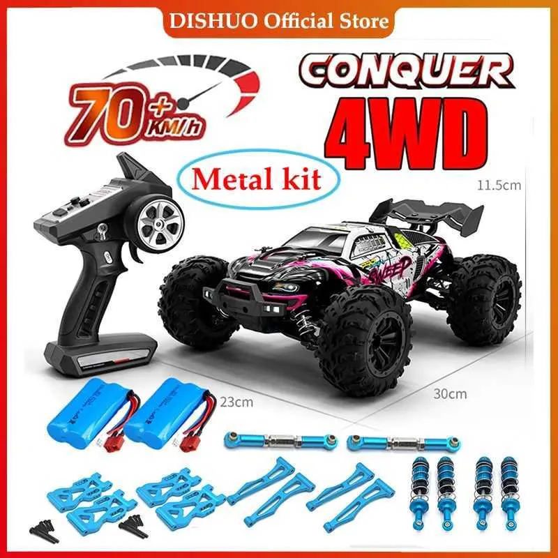 Elektrisch/RC -auto 1 16 75 km/u of 50 km/u 4WD RC -auto met LED -afstandsbedieningsauto's Hoge snelheid Drift Monster Truck voor kinderen versus WLToys 144001 Toys T240423