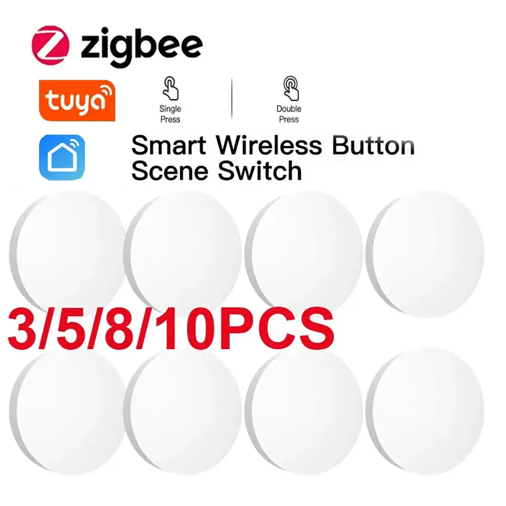 Steuerung Tuya ZigBee Pushtast -Taste -Szene Smart Home Control Multiscen Linkage Smart Wireless Switch funktioniert mit Smart Life App