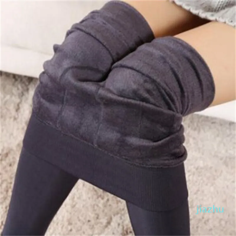 Frauen Winter warme Leggings elastische hohe Taille plus samtig dicke künstliche schlanke Stretchhose